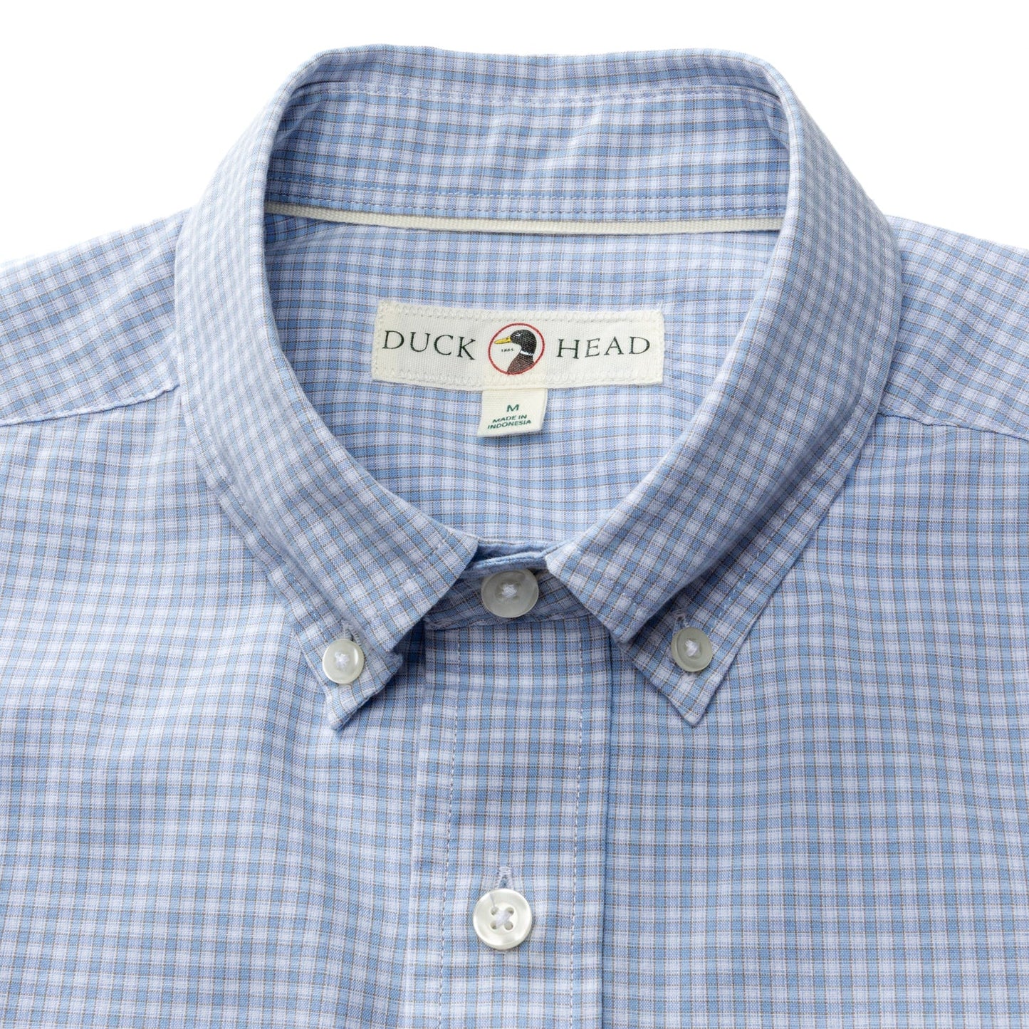 Duck Head Cotton Cashmere Poplin Sport Shirt - Brook Plaid - Serenity Blue