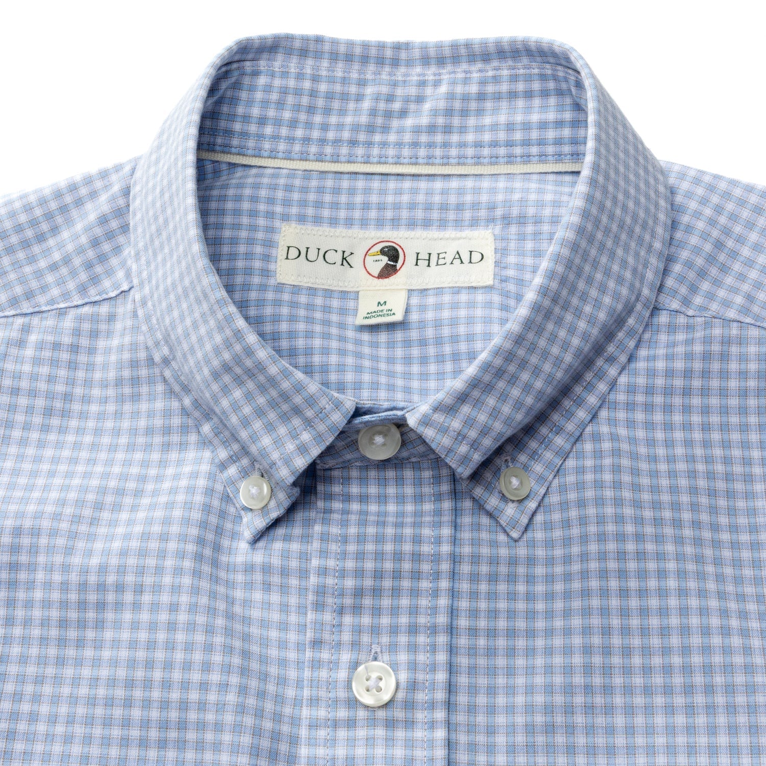 Duck Head Cotton Cashmere Poplin Sport Shirt - Brook Plaid - Serenity Blue