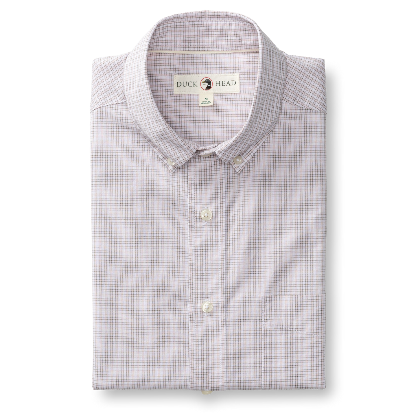 Duck Head Cotton Cashmere Poplin Sport Shirt - Brook Plaid - Pale Pink