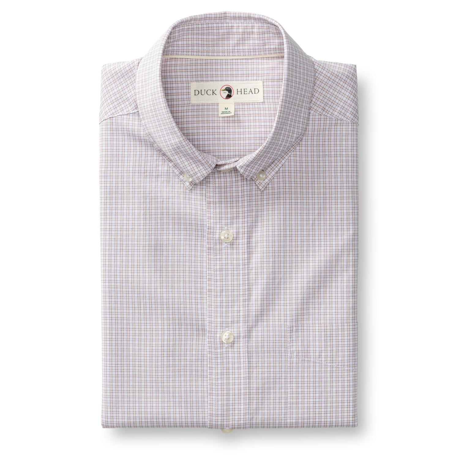 Duck Head Cotton Cashmere Poplin Sport Shirt - Brook Plaid - Pale Pink