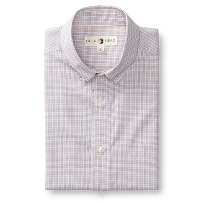 Duck Head Cotton Cashmere Poplin Sport Shirt - Brook Plaid - Pale Pink