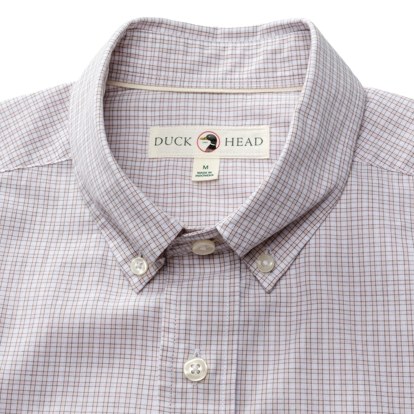Duck Head Cotton Cashmere Poplin Sport Shirt - Brook Plaid - Pale Pink