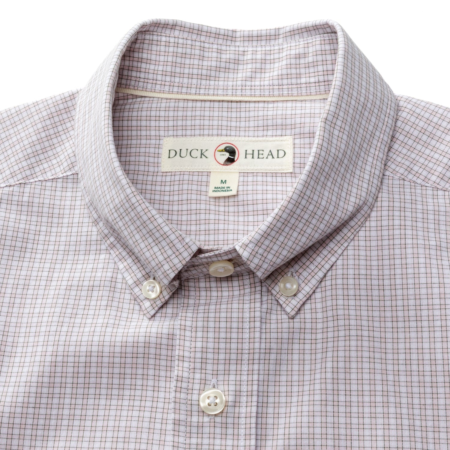 Duck Head Cotton Cashmere Poplin Sport Shirt - Brook Plaid - Pale Pink