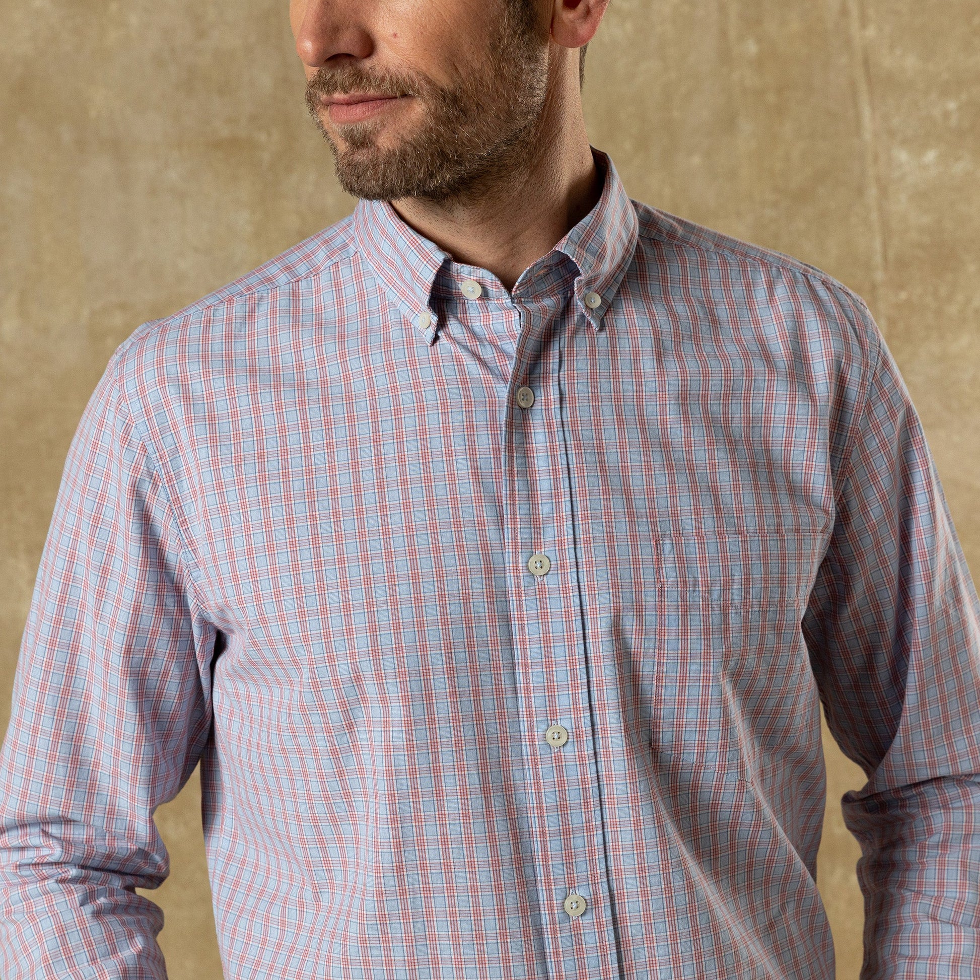Duck Head Cotton Cashmere Poplin Sport Shirt - Mattox Plaid - Serenity Blue