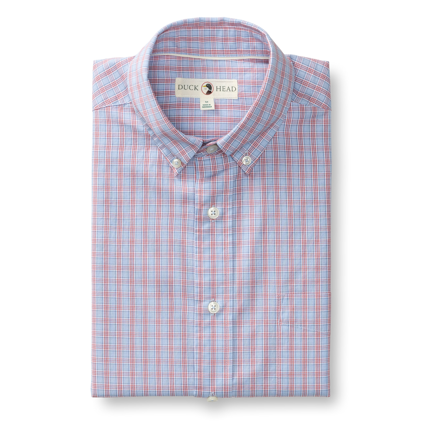 Duck Head Cotton Cashmere Poplin Sport Shirt - Mattox Plaid - Serenity Blue