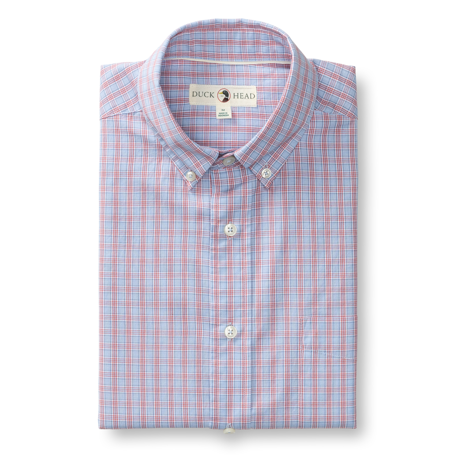 Duck Head Cotton Cashmere Poplin Sport Shirt - Mattox Plaid - Serenity Blue