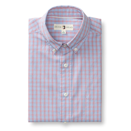 Duck Head Cotton Cashmere Poplin Sport Shirt - Mattox Plaid - Serenity Blue