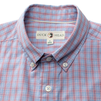 Duck Head Cotton Cashmere Poplin Sport Shirt - Mattox Plaid - Serenity Blue