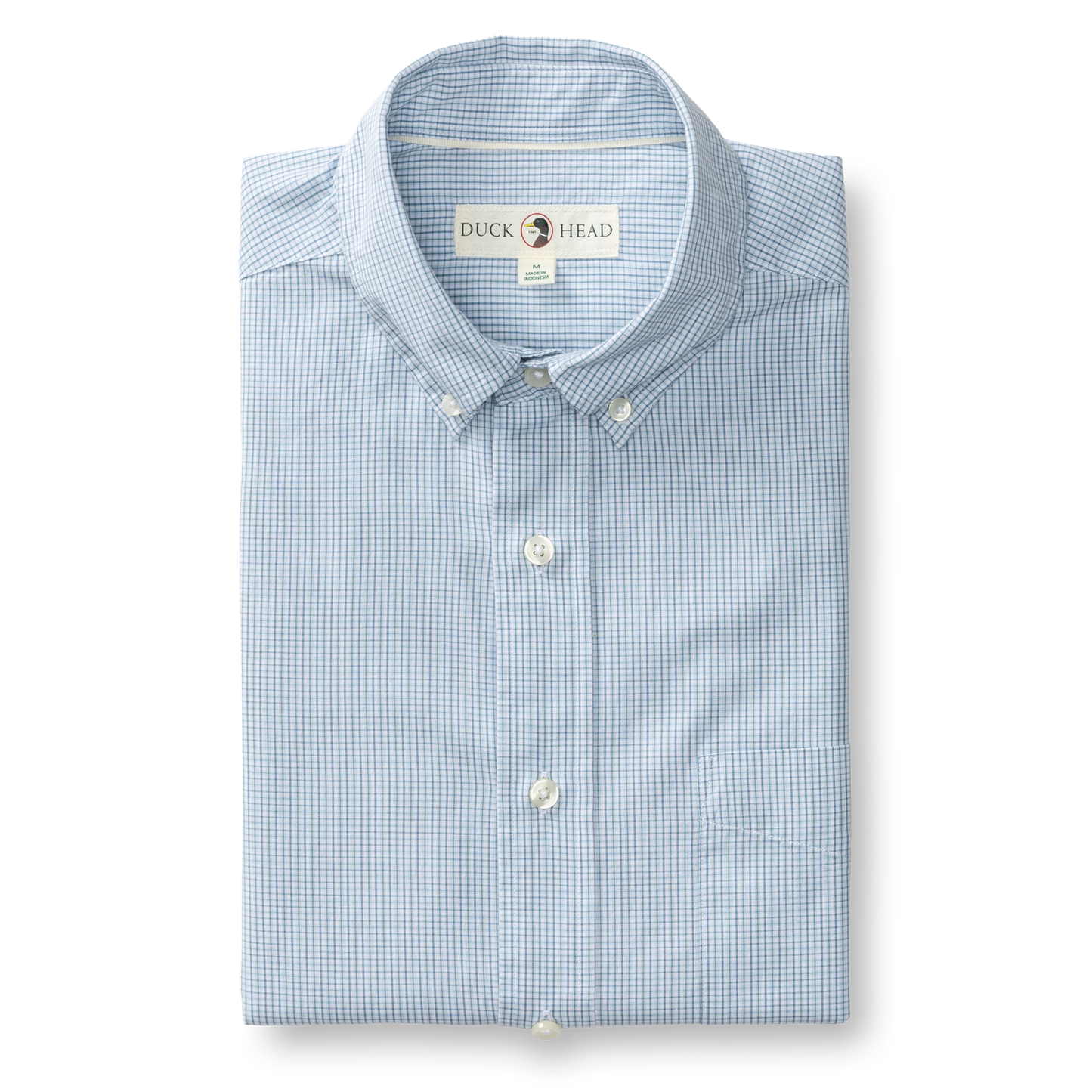 Duck Head Cotton Cashmere Poplin Sport Shirt - Baltic Plaid - Sky Blue