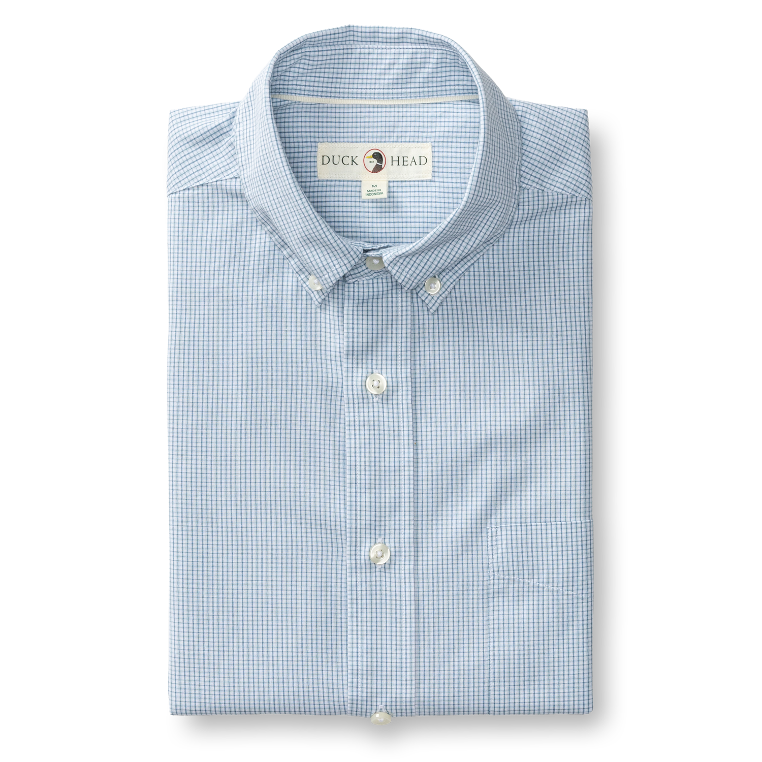 Duck Head Cotton Cashmere Poplin Sport Shirt - Baltic Plaid - Sky Blue