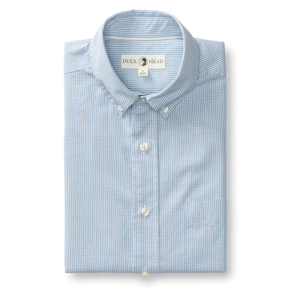 Duck Head Cotton Cashmere Poplin Sport Shirt - Baltic Plaid - Sky Blue