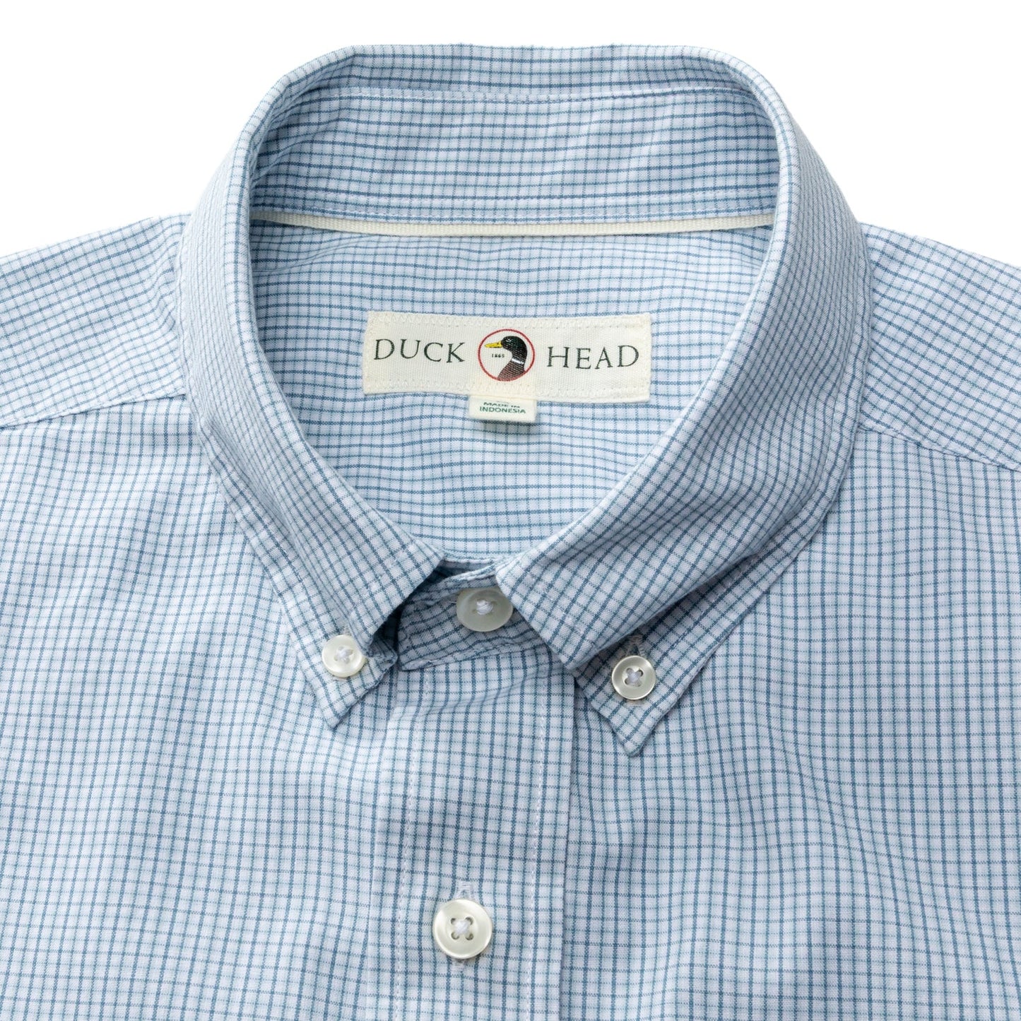 Duck Head Cotton Cashmere Poplin Sport Shirt - Baltic Plaid - Sky Blue