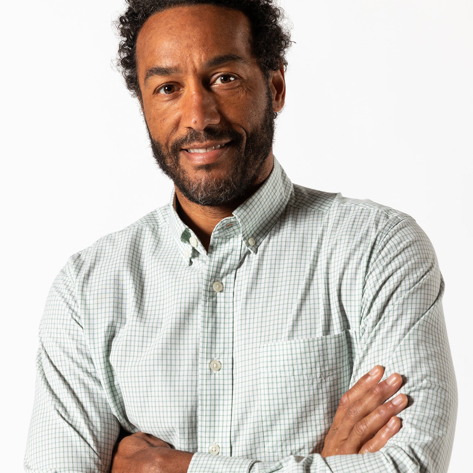 Duck Head Cotton Cashmere Poplin Sport Shirt - Lewis Plaid - Sage Green