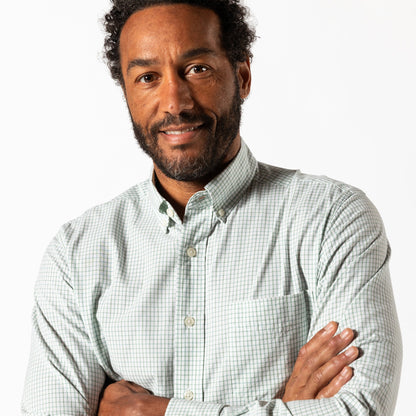 Duck Head Cotton Cashmere Poplin Sport Shirt - Lewis Plaid - Sage Green