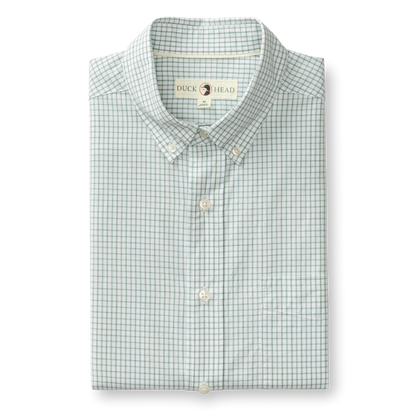 Duck Head Cotton Cashmere Poplin Sport Shirt - Lewis Plaid - Sage Green