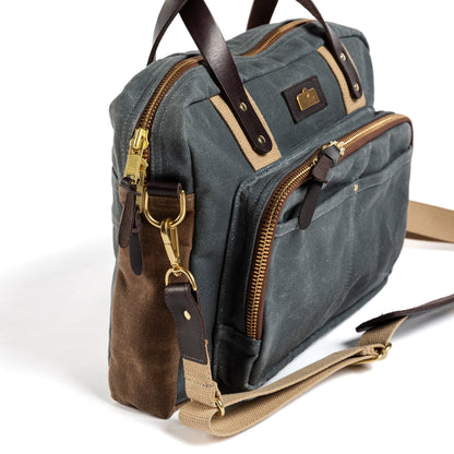 Duck Head Waxed Canvas Laptop Bag - Charcoal