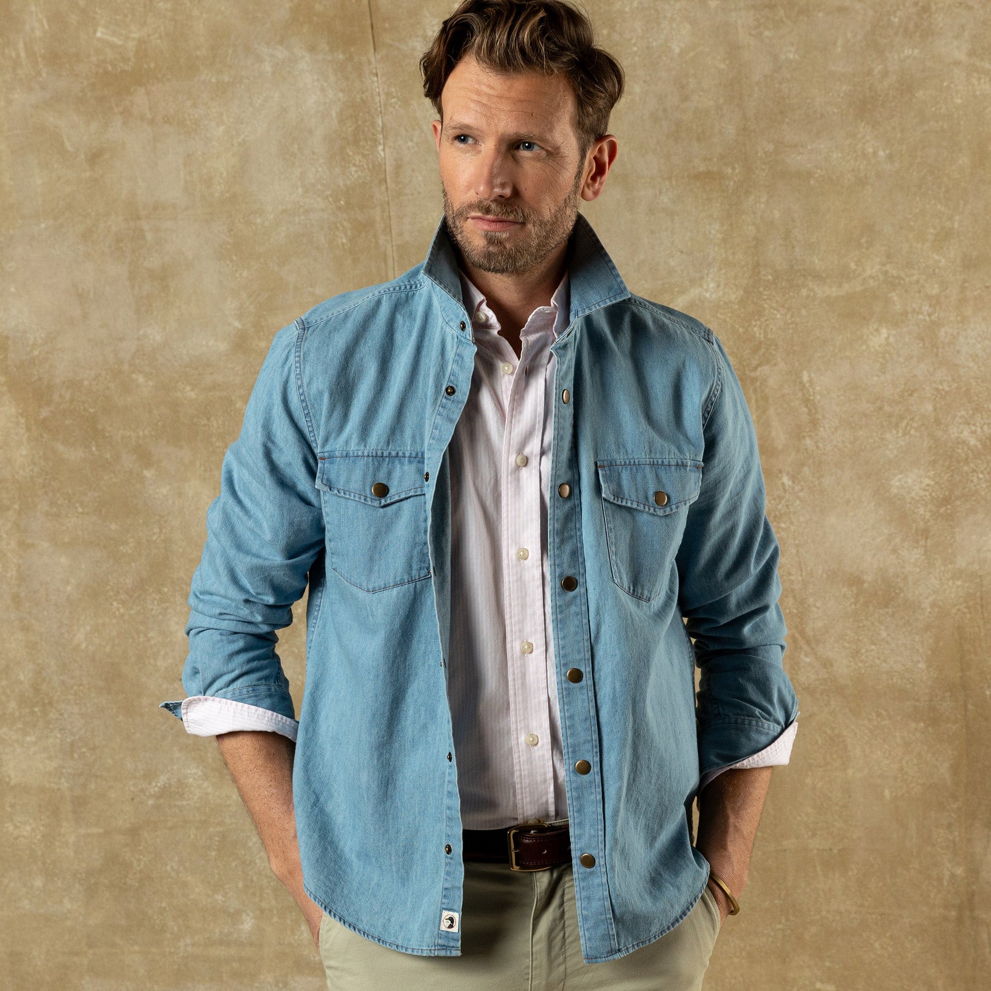 Duck Head Denim Snap Shirt - Ware Solid - Light Wash