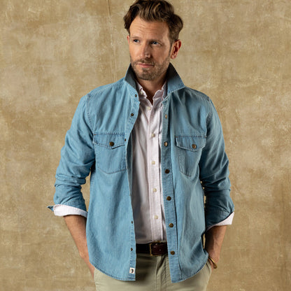 Duck Head Denim Snap Shirt - Ware Solid - Light Wash