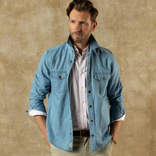 Duck Head Denim Snap Shirt - Ware Solid - Light Wash