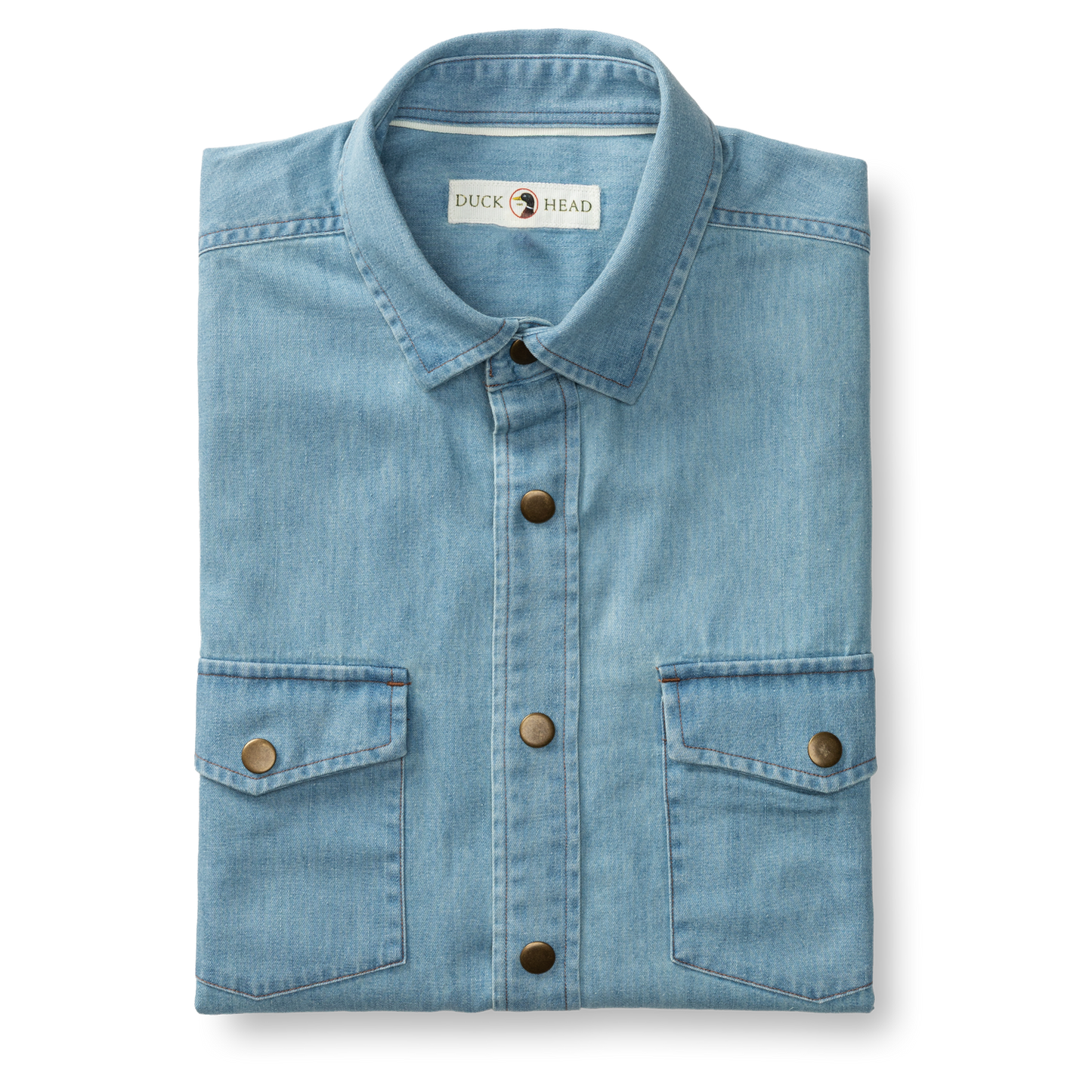 Duck Head Denim Snap Shirt - Ware Solid - Light Wash