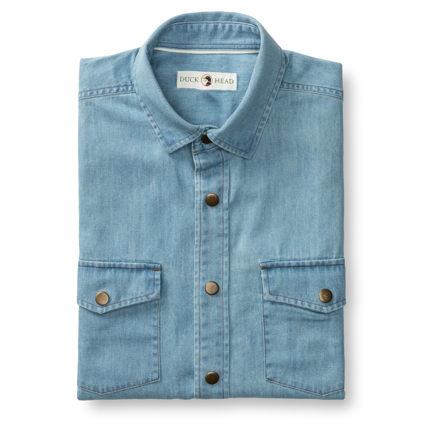 Duck Head Denim Snap Shirt - Ware Solid - Light Wash