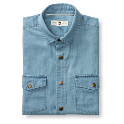 Duck Head Denim Snap Shirt - Ware Solid - Light Wash