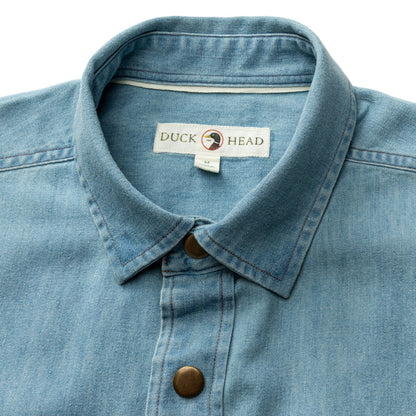 Duck Head Denim Snap Shirt - Ware Solid - Light Wash
