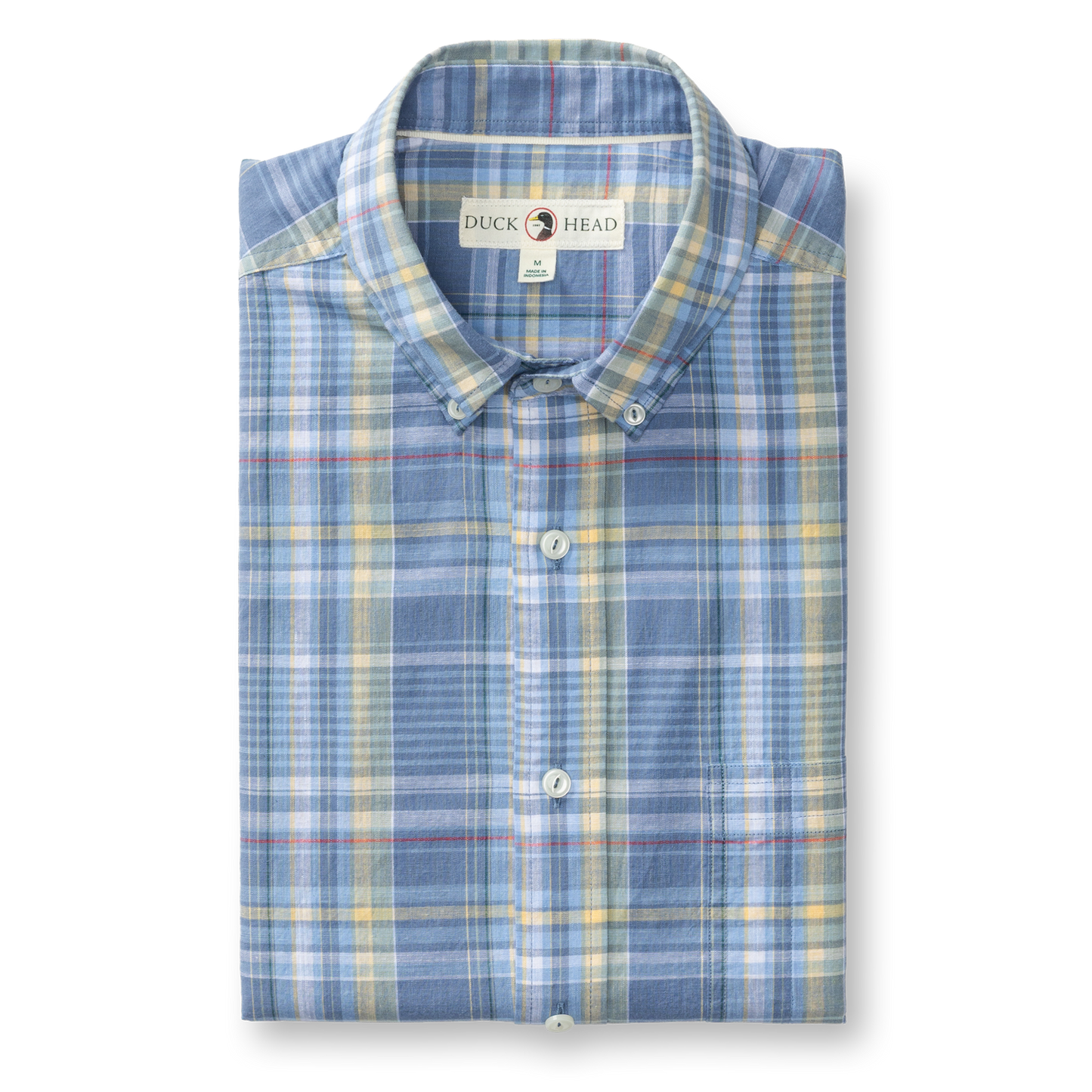 Duck Head Cotton Slub Sport Shirt - Greer Plaid - Chambray Blue
