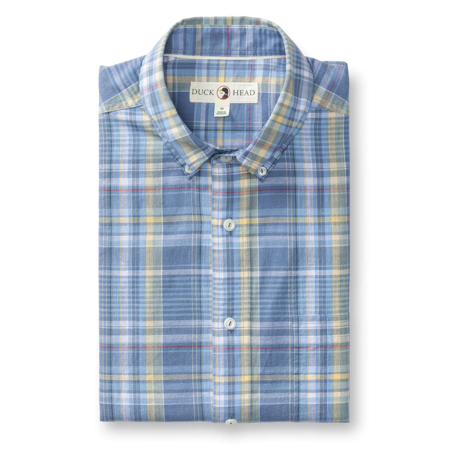 Duck Head Cotton Slub Sport Shirt - Greer Plaid - Chambray Blue