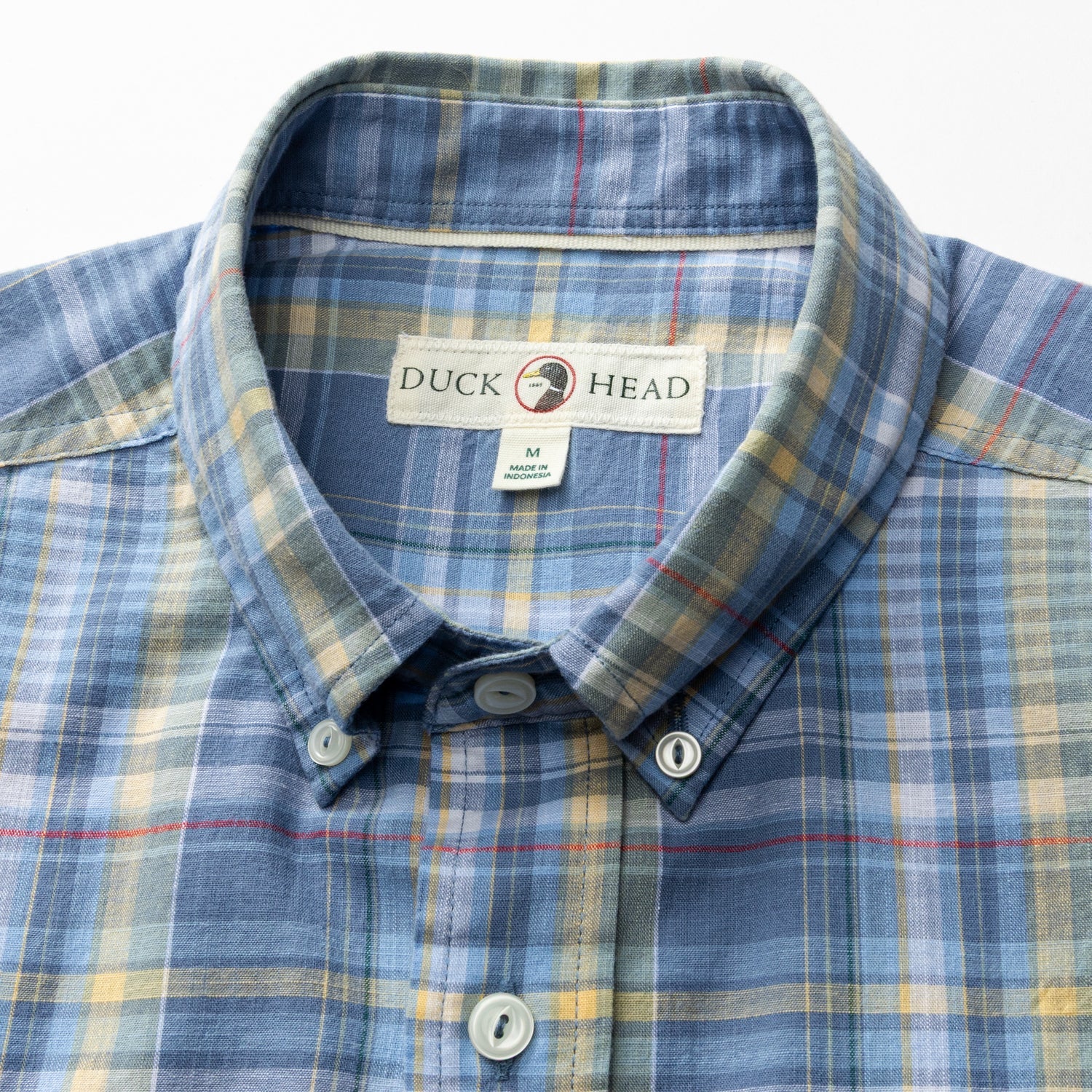 Duck Head Cotton Slub Sport Shirt - Greer Plaid - Chambray Blue