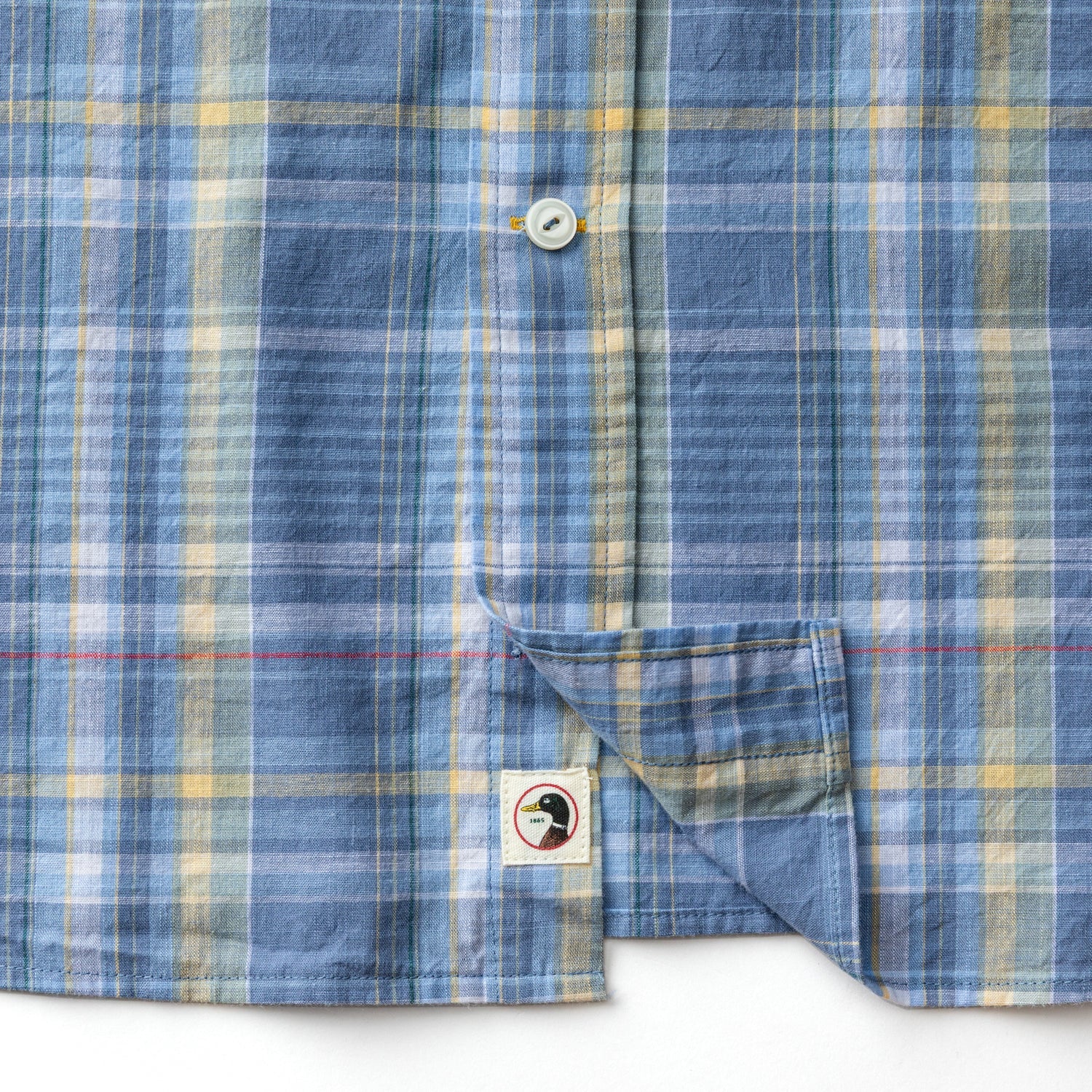 Duck Head Cotton Slub Sport Shirt - Greer Plaid - Chambray Blue