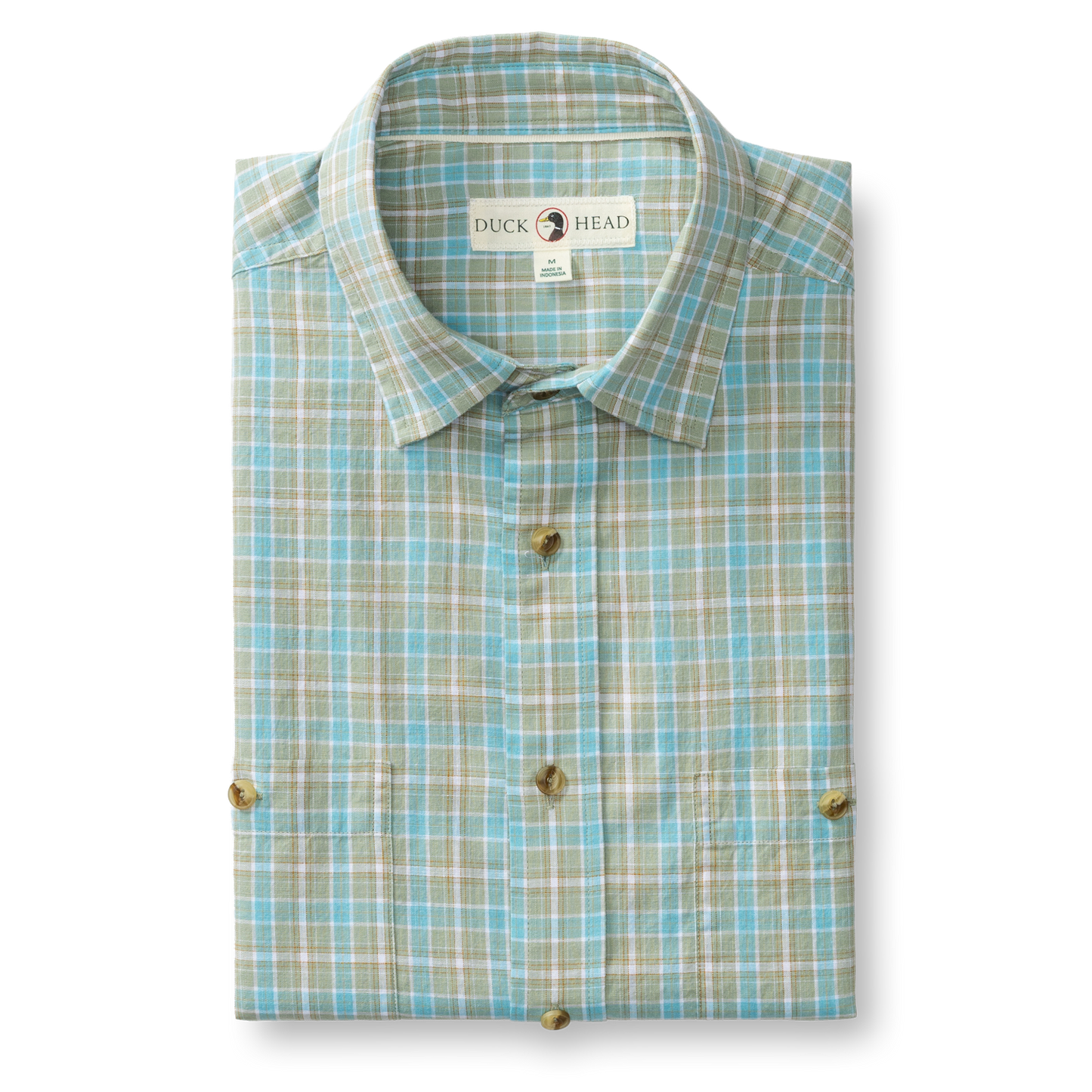 Duck Head Cotton Slub Sport Shirt - Pryce Plaid - Sage