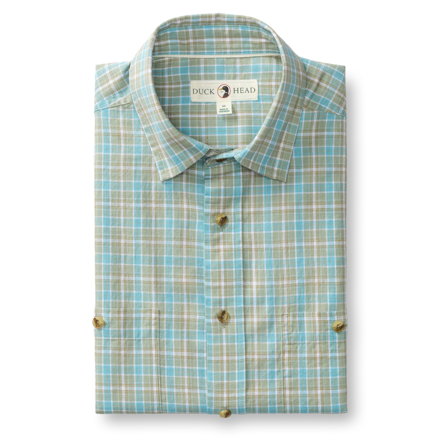 Duck Head Cotton Slub Sport Shirt - Pryce Plaid - Sage