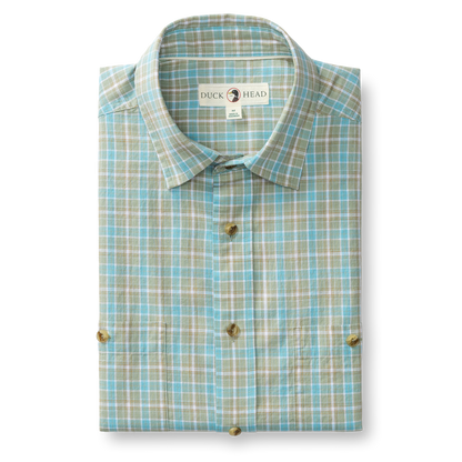 Duck Head Cotton Slub Sport Shirt - Pryce Plaid - Sage