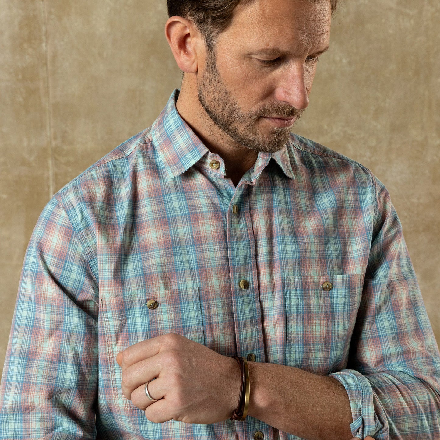 Duck Head Cotton Slub Sport Shirt - Vernon Plaid - Rosewood