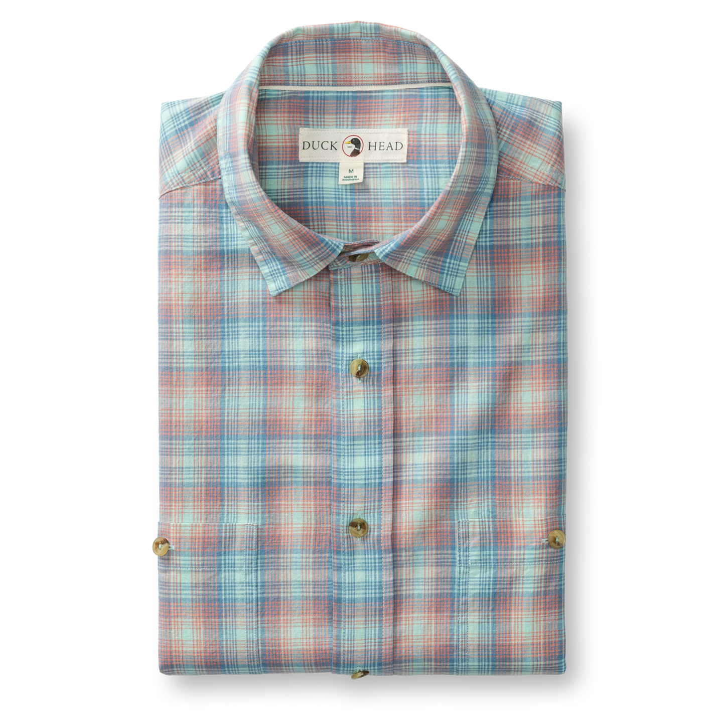 Duck Head Cotton Slub Sport Shirt - Vernon Plaid - Rosewood