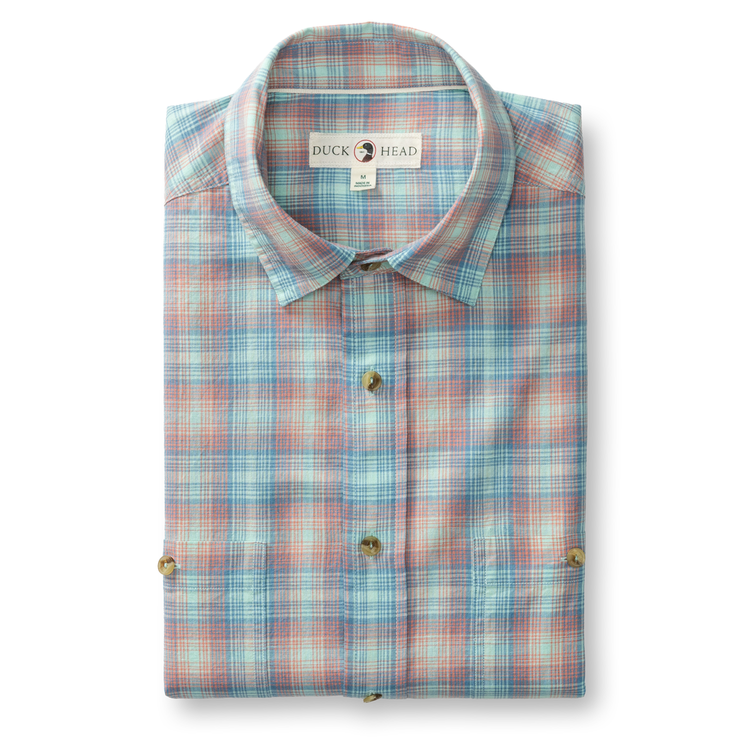 Duck Head Cotton Slub Sport Shirt - Vernon Plaid - Rosewood