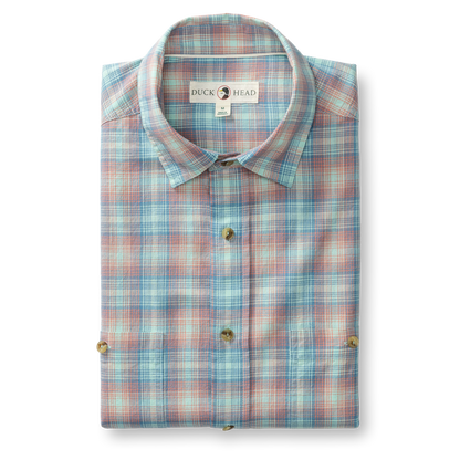 Duck Head Cotton Slub Sport Shirt - Vernon Plaid - Rosewood