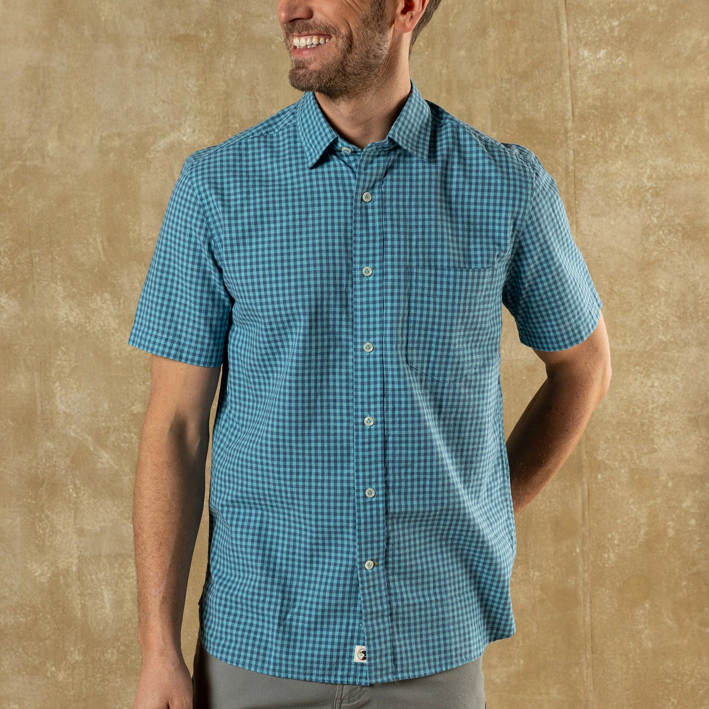 Duck Head Cotton Slub Sport Shirt - Alcove Gingham - Blue Horizon