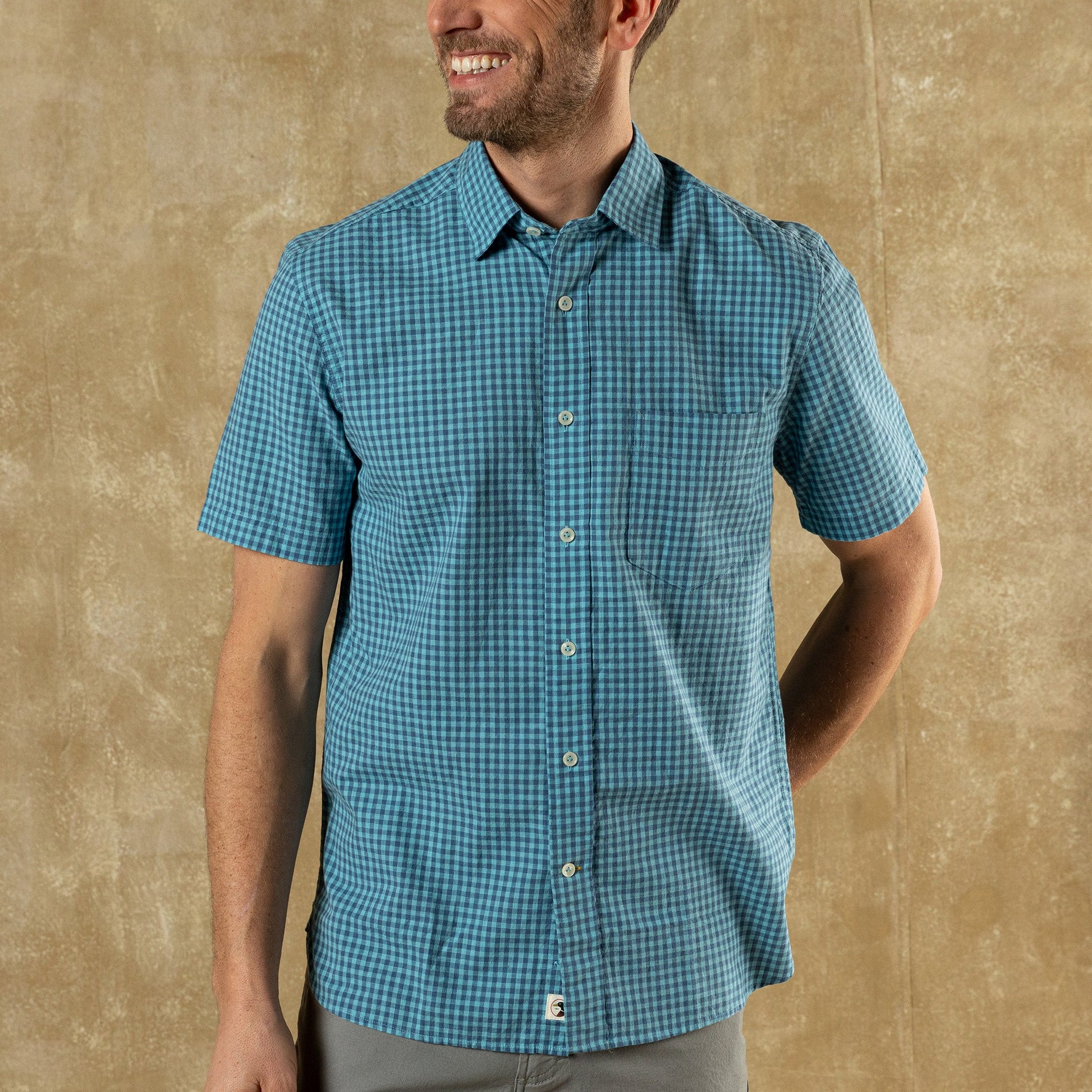 Duck Head Cotton Slub Sport Shirt - Alcove Gingham - Blue Horizon