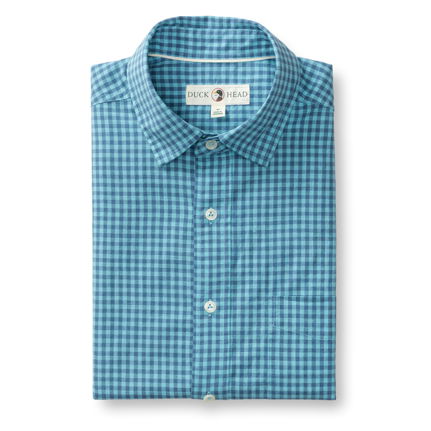 Duck Head Cotton Slub Sport Shirt - Alcove Gingham - Blue Horizon