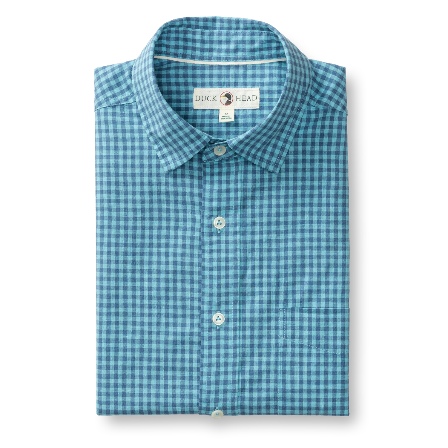 Duck Head Cotton Slub Sport Shirt - Alcove Gingham - Blue Horizon