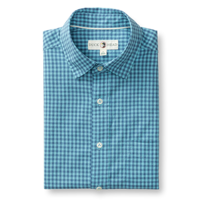 Duck Head Cotton Slub Sport Shirt - Alcove Gingham - Blue Horizon