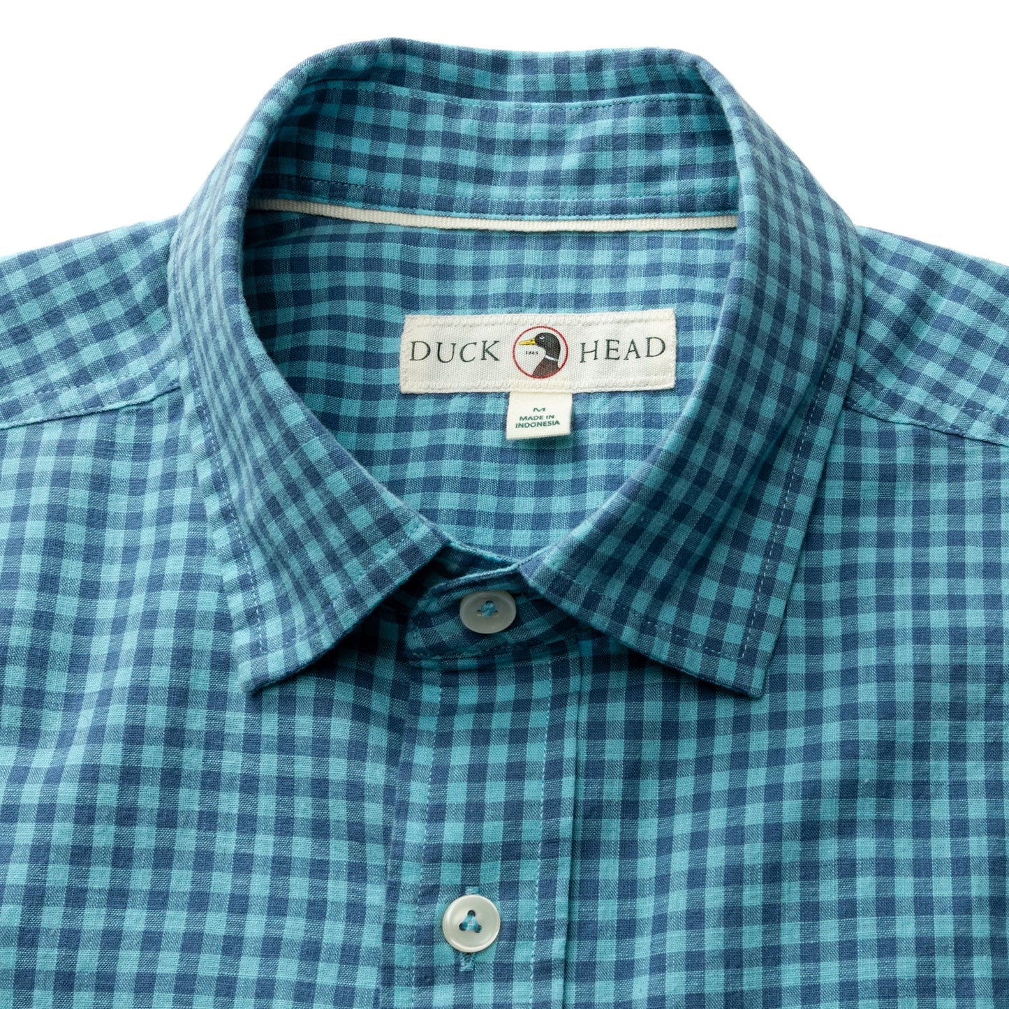 Duck Head Cotton Slub Sport Shirt - Alcove Gingham - Blue Horizon