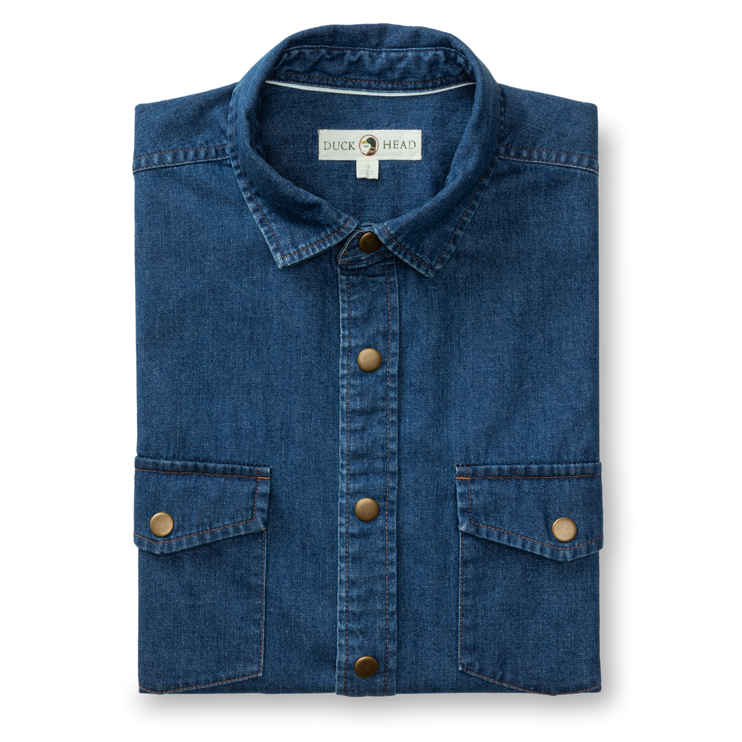 Duck Head Denim Snap Shirt - Clyde Solid - Indigo Blue