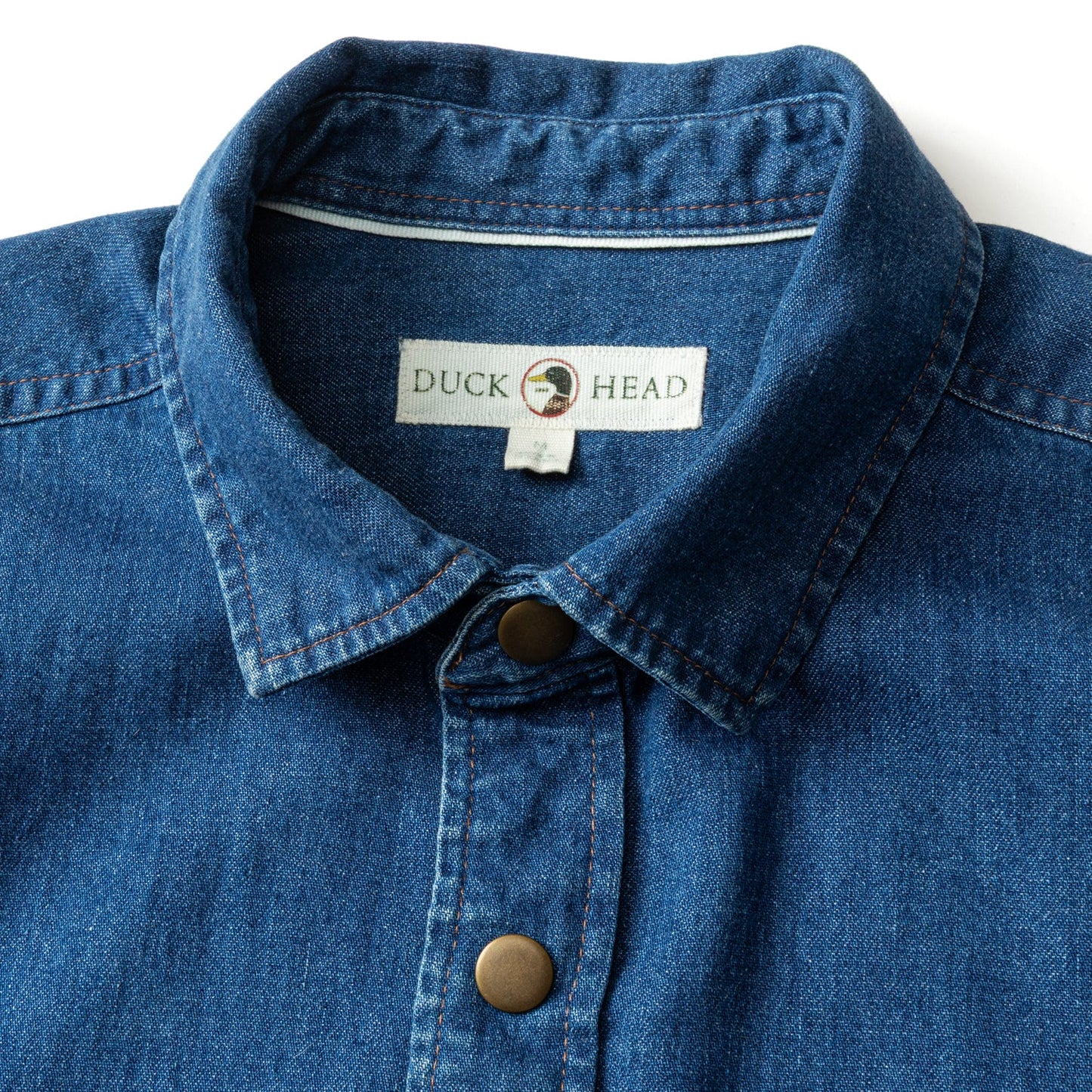 Duck Head Denim Snap Shirt - Clyde Solid - Indigo Blue