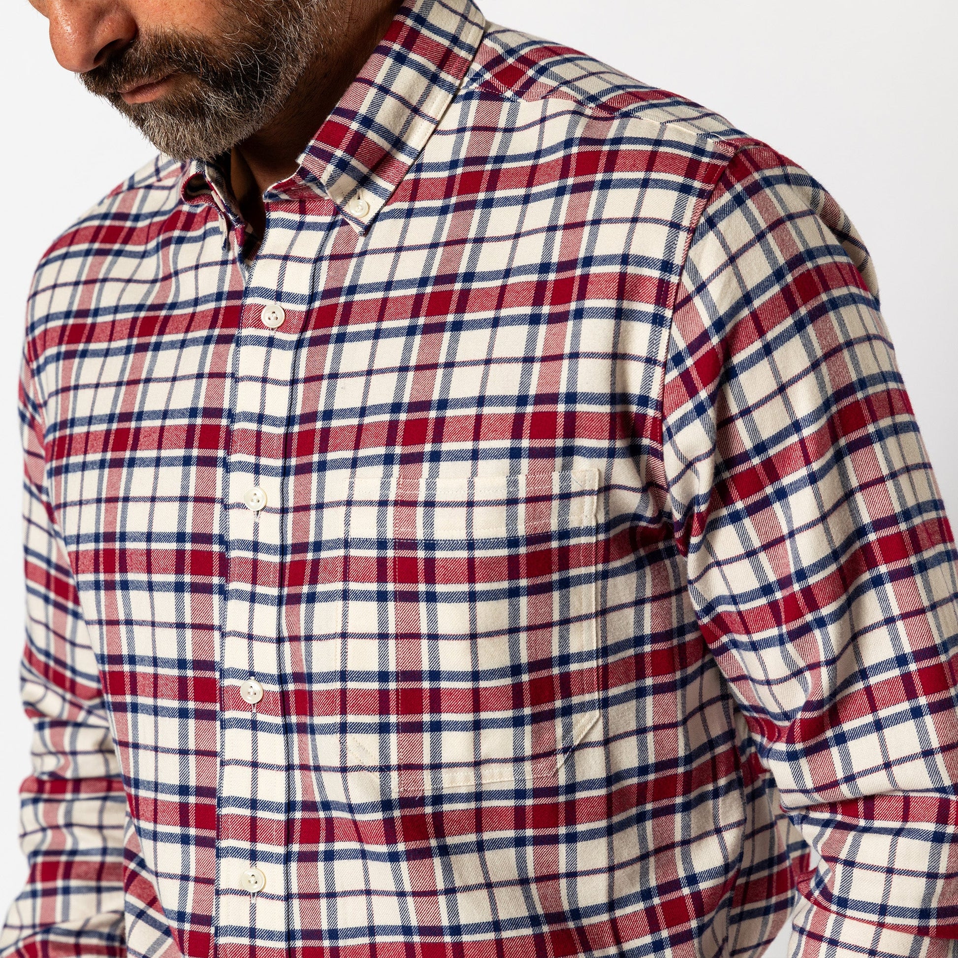 Duck Head Cotton Flannel Sport Shirt - Bradner Plaid - Rio Red