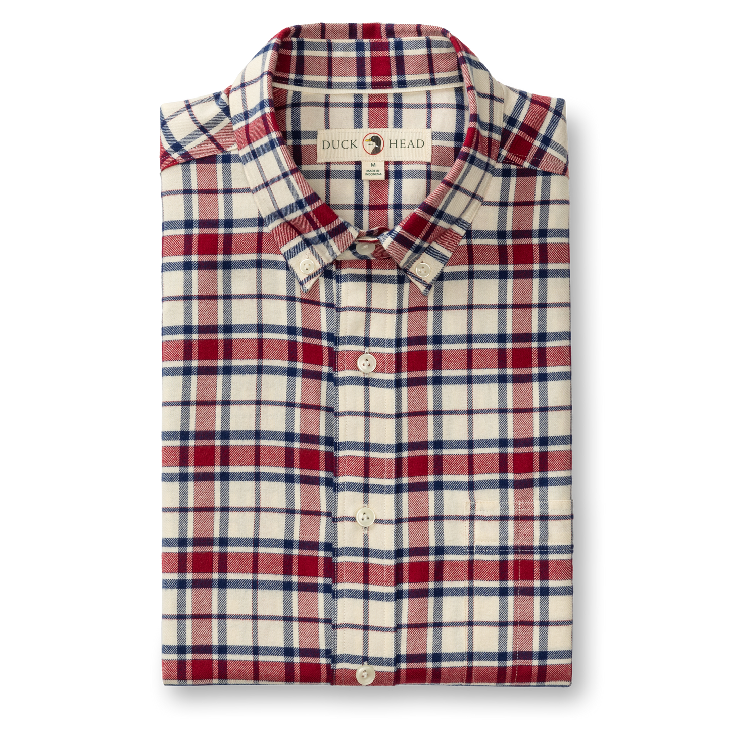 Duck Head Cotton Flannel Sport Shirt - Bradner Plaid - Rio Red