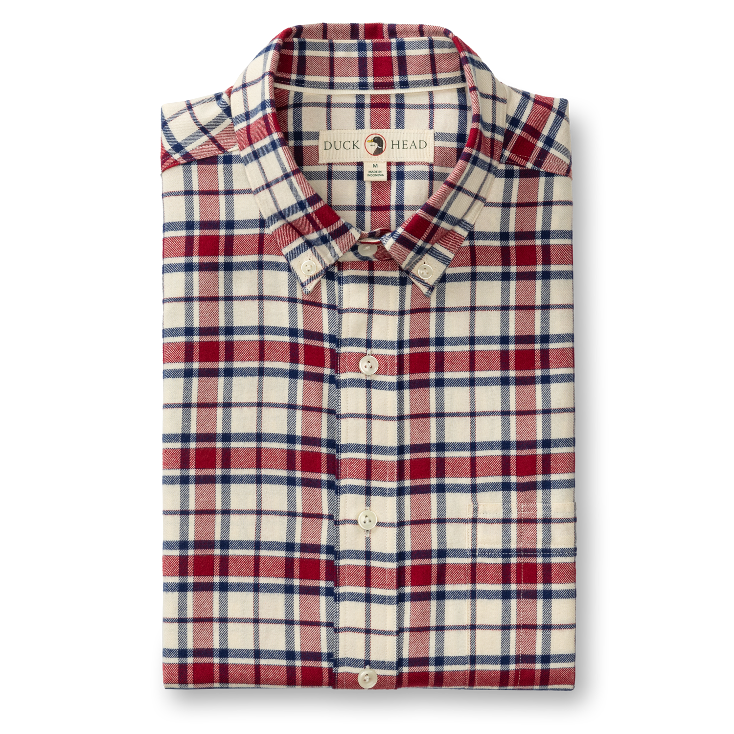 Duck Head Cotton Flannel Sport Shirt - Bradner Plaid - Rio Red