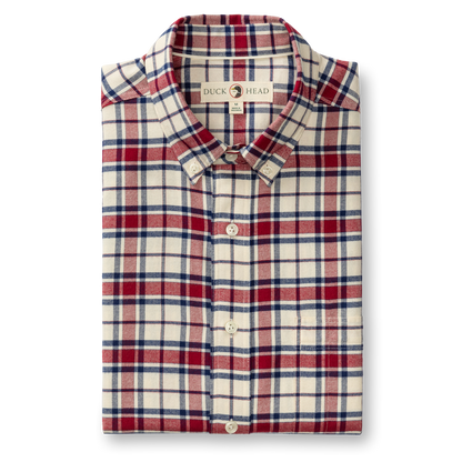 Duck Head Cotton Flannel Sport Shirt - Bradner Plaid - Rio Red
